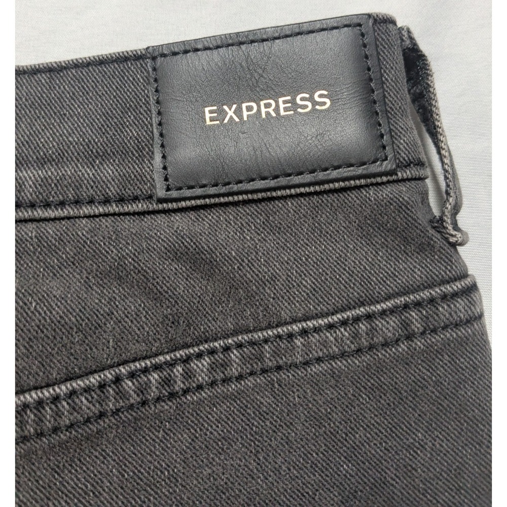 EXPRESS CROPPED FLARE‎ HIGH RISE - Women 14 Raw Hem Black Denim Jeans NEW - Picture 16 of 16